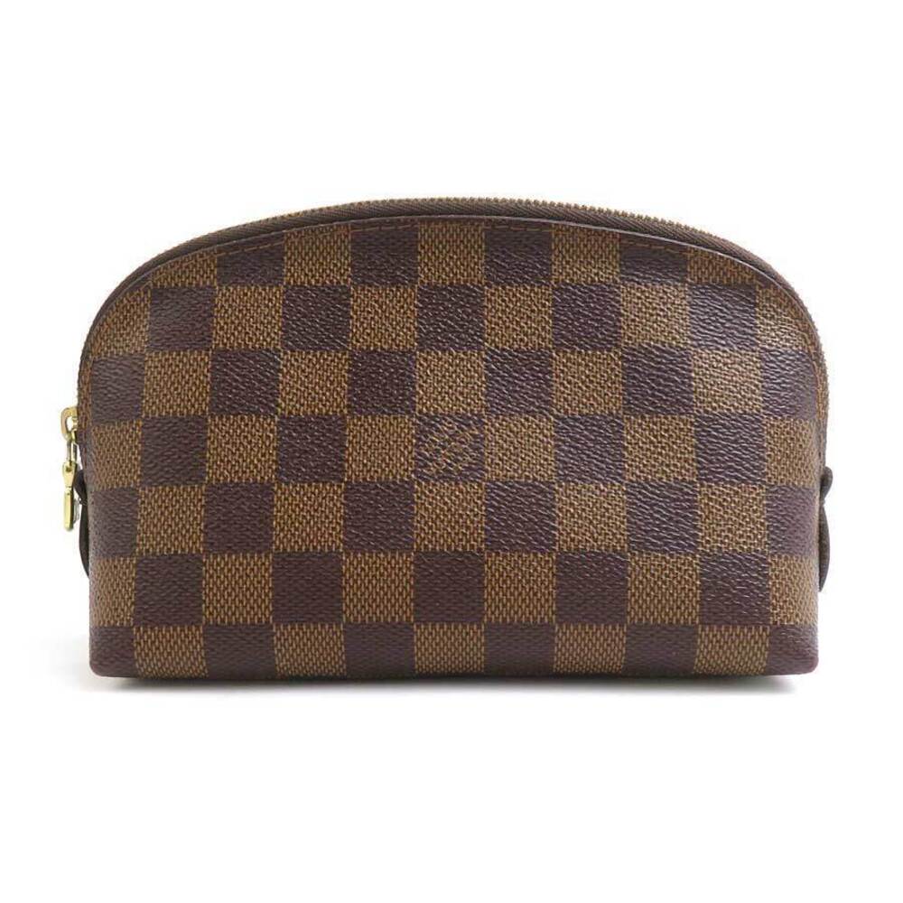 Louis Vuitton Damier Pochette Cosmetic Pouch Canvas Gold Brown